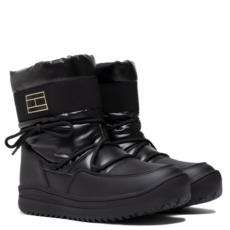 Tommy Hilfiger Quilted Zip Snow Boots Women Black T3A5-34052-BLACK