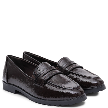 Tamaris Elegant Patent Leather Slip-On Loafers Brown 1-24239-42-332