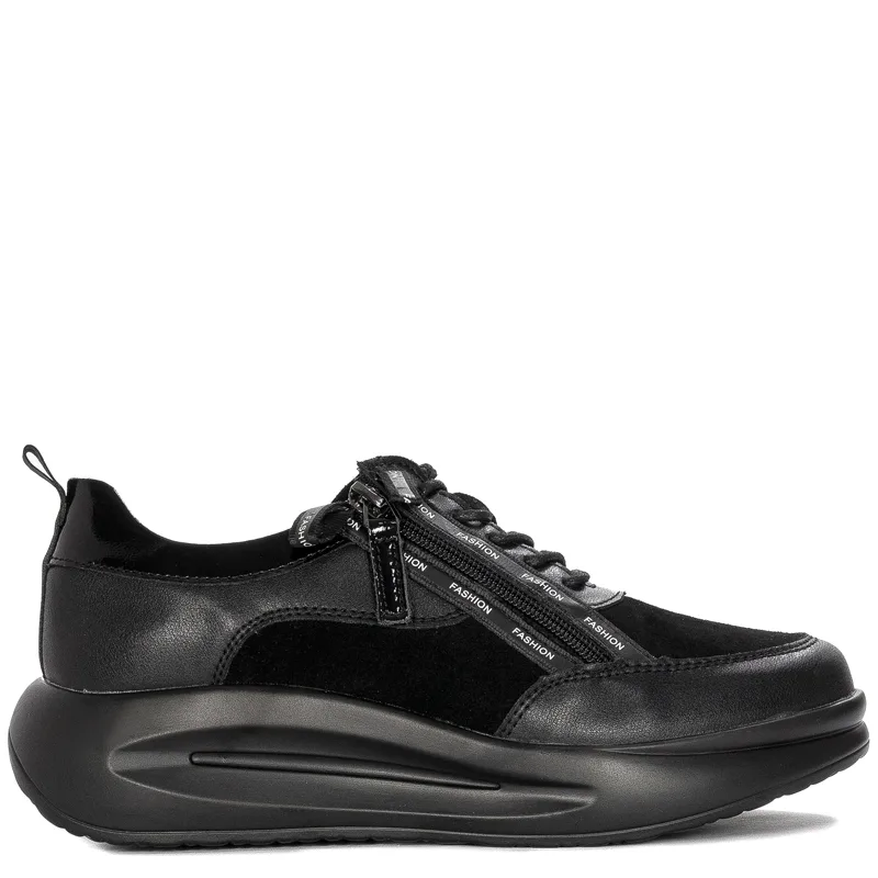T.Sokolski Półbuty damskie sneakersy skórzane Black czarne