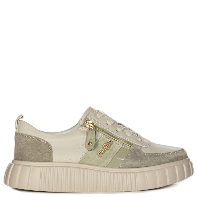 Filippo Półbuty Sneakersy damskie skórzane Beige Beżowe