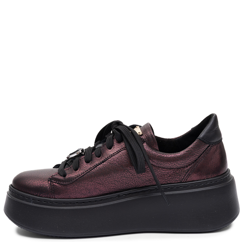 Maciejka Damskie Skórzane Sneakersy Na Platformie Bordowe 6191W-23/00-8