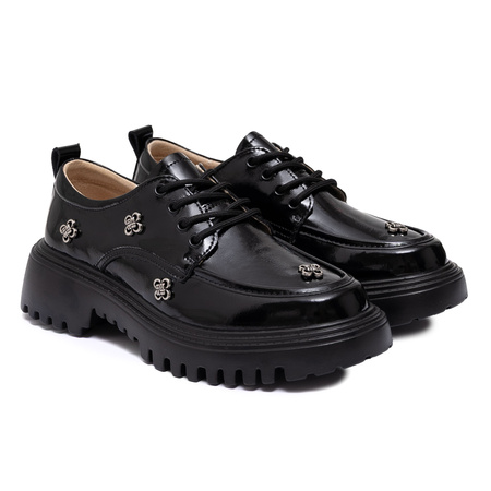 Artiker Patent Leather Platform Derby Shoes Black 57C0333