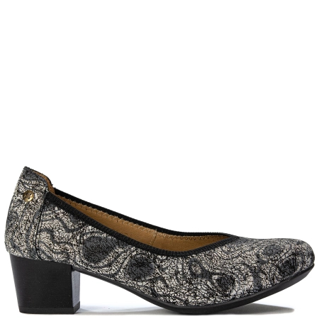 Maciejka Leather Patterned Block Heel Pumps Black 04802-44/00-1