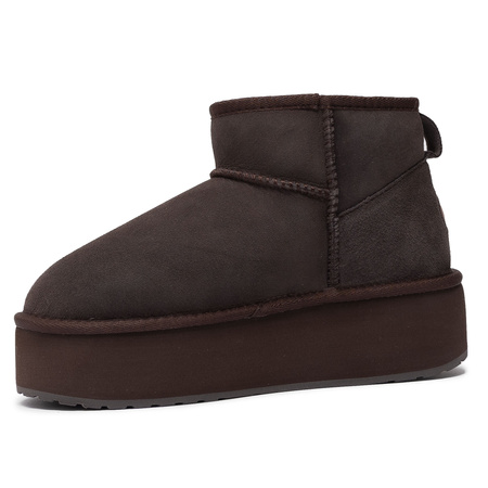 EMU Australia Suede Sheepskin-Lined Platform Ankle Boots Chocolate W13082 Chocolate