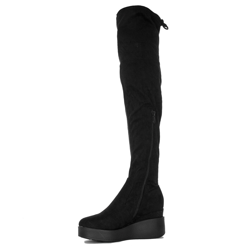 Kozaki T.Sokolski HX Z21-132 BLK marszczone za kolano Czarne