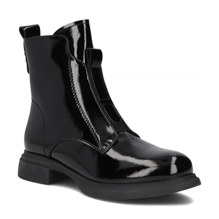 Filippo Patent Leather Ankle Boots With Zipper Black DBT6540-25-BK