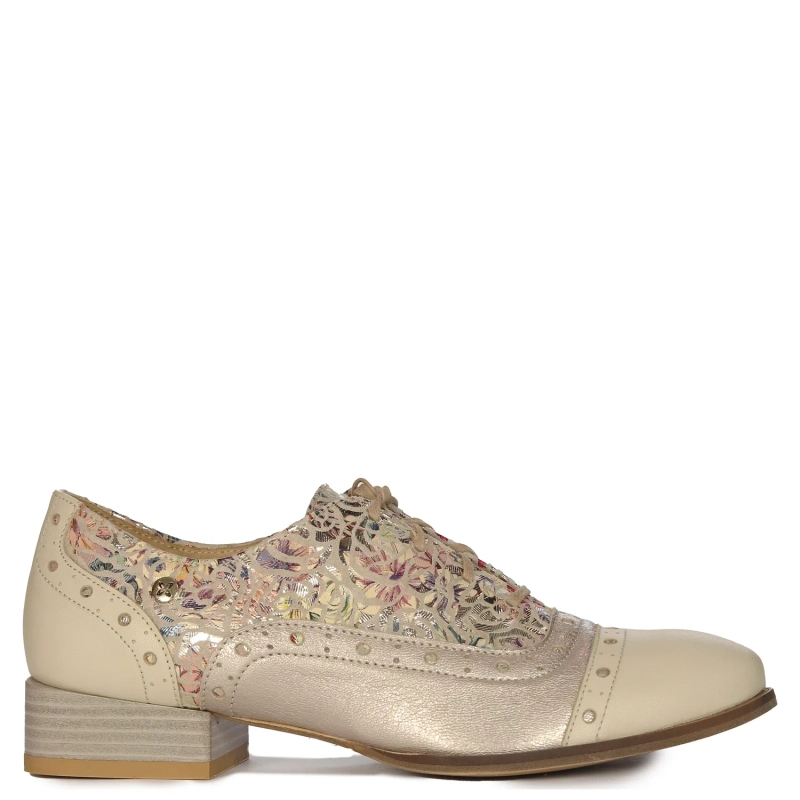 Maciejka Women's Leather Beige + Gold Low Shoes