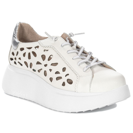 Wonders Women's Platform Half Shoes White