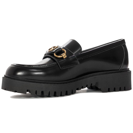 Guess półbuty damskie mokasyny skórzane Black