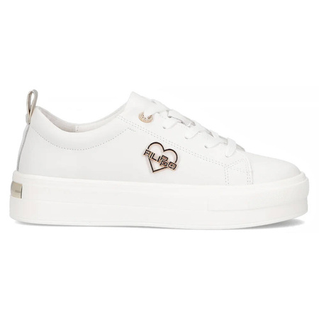 Filippo White leather women's shoes with Heart