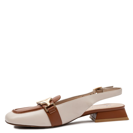Maciejka Leather Slingback Loafers Low Heel Beige-Brown K7441-04/00-1