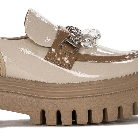 Maciejka Patent Leather Loafers Chunky Platform Light Beige 06294-22/00-8