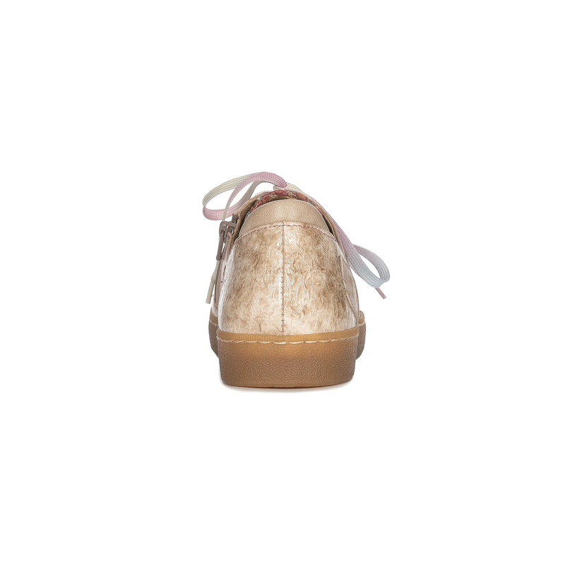 Maciejka Skórzane Półbuty Sneakersy Patchwork Wielokolorowe Beżowe 06791-04/00-1