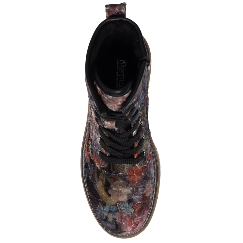 Artiker Lace-Up Lug-Sole Ankle Boots Side-Zip Multicolor 57C1054