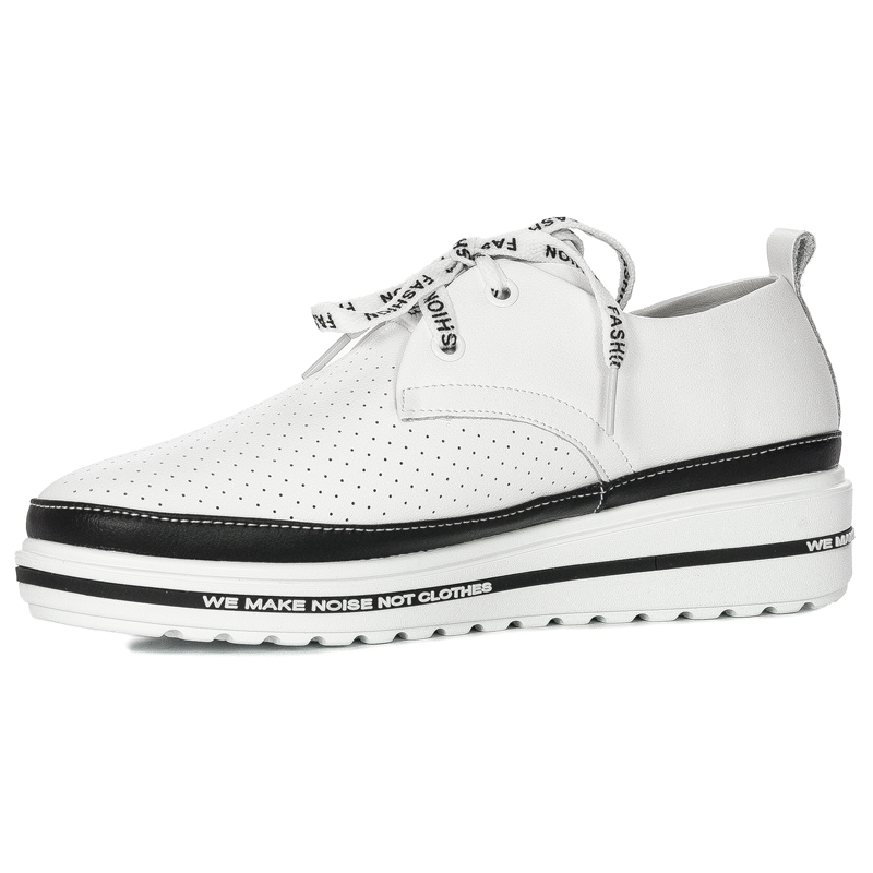 Artiker Półbuty Damskie Ażurowe Na Platformie Białe
