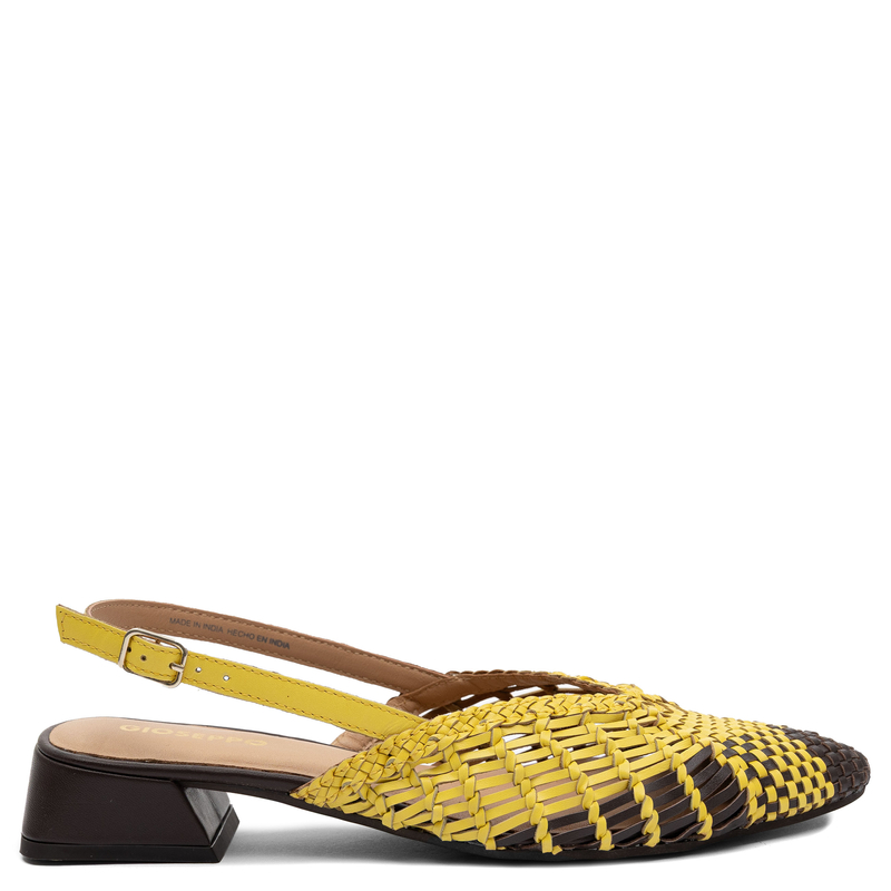 Gioseppo Skórzane Czółenka Slingback Plecionka Żółte 79267-YELLOW