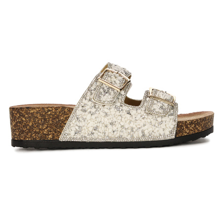 Sca'viola Women's Flip Flops With Crystals White