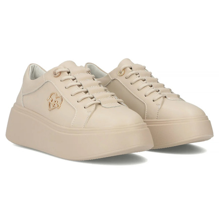 Filippo Beige Leather Sneakers