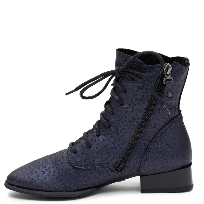 Maciejka Genuine Leather Lace-Up Ankle Boots Flat Heel Navy Blue 6391W-06/00-1