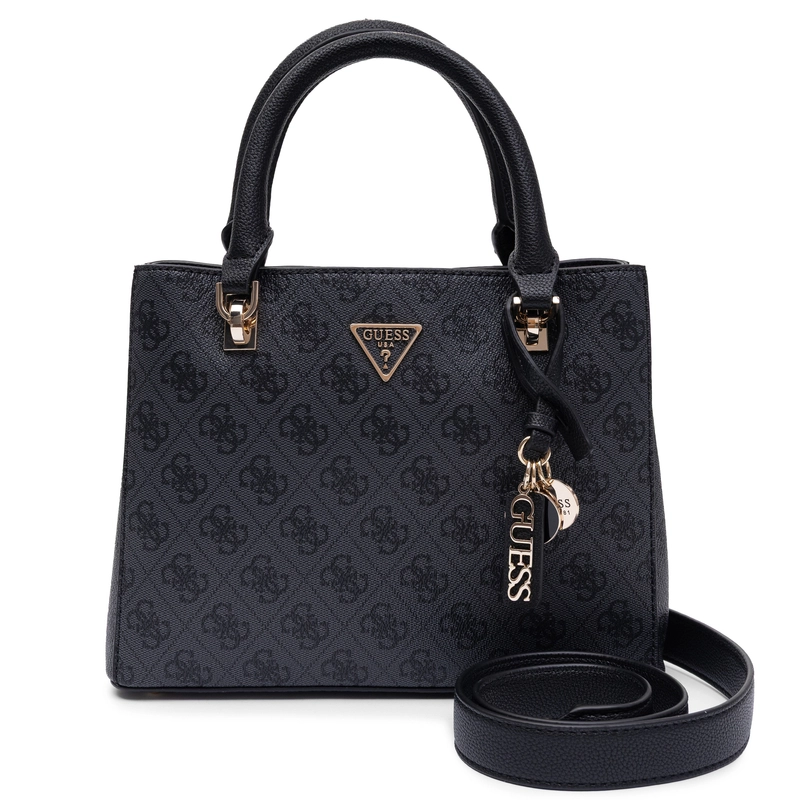 Guess Women's Quilted Monogram Handbag Elegant Satchel HWBG9672050-COAL