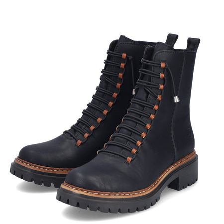 Rieker Insulated Lace-Up Ankle Boots With Zipper Black 72653-00-BLACK