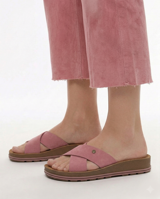 Maciejka Leather Comfort Platform Slides 3.5 cm Pink P7504-15/00-0
