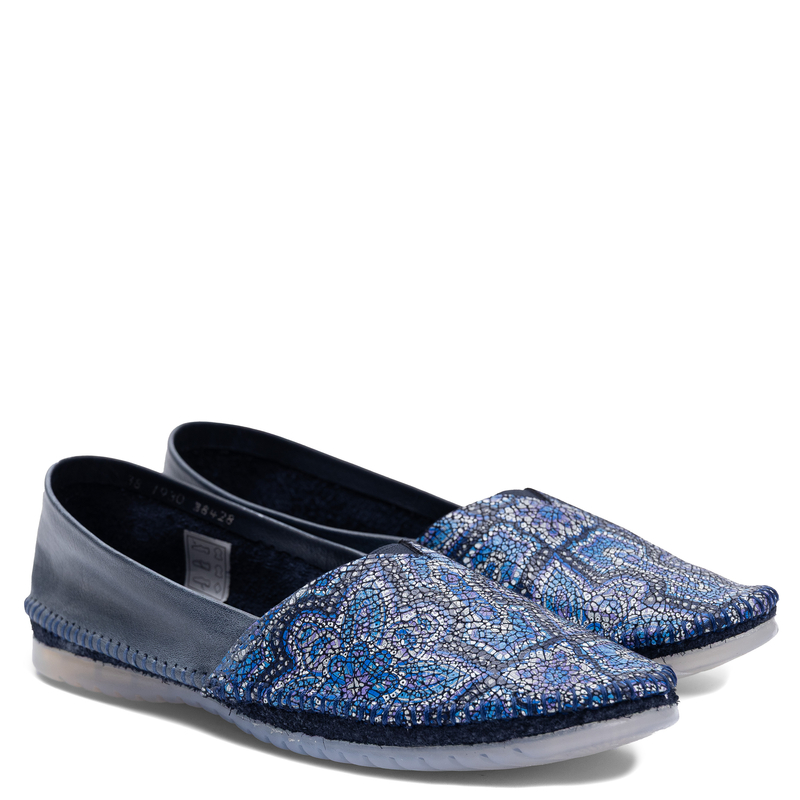 Maciejka Leather Slip-On Shoes Mosaic Pattern Navy Blue 01930-111/00-0