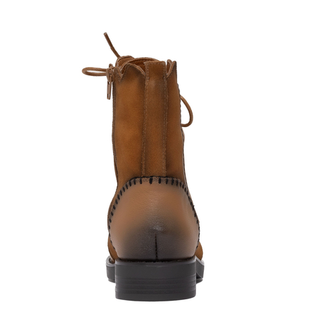 Maciejka Leather Lace-Up Boots Decorative Stitching Ankle Boots Side Zip Cognac Brown A7155-07/00-7