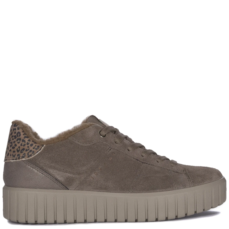 Igi&Co Sneakersy damskie skórzane na platformie brązowe