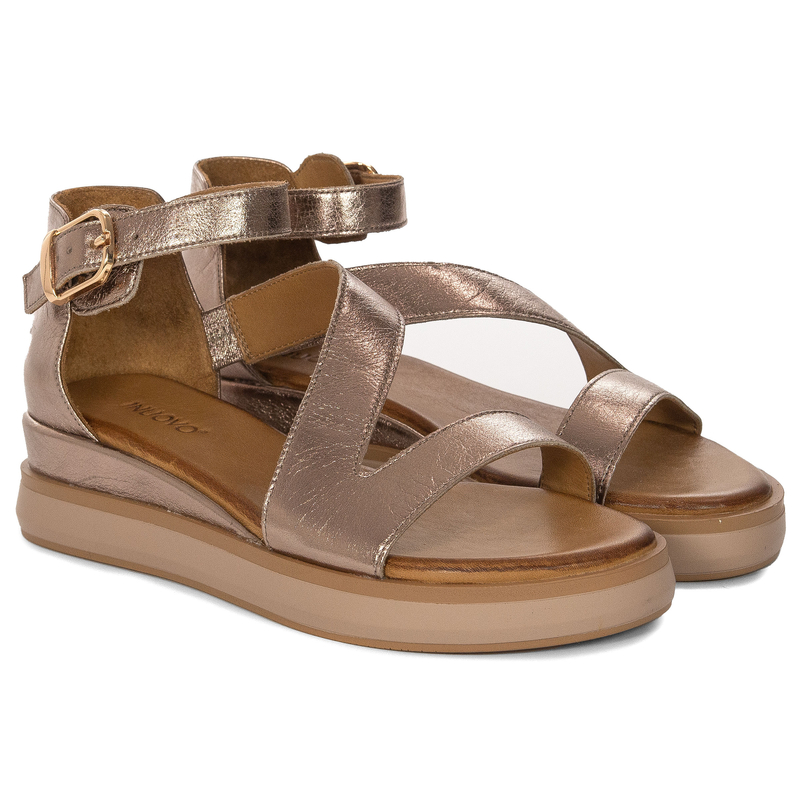 Inuovo Women's Leather Platform Sandals Rose Gold