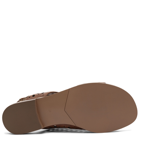 Maciejka Leather Perforated Flat Sandals With Adjustable Strap Brown K7464-29/00-1