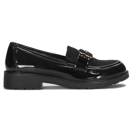 S.Barski Mokasyny damskie Black Patent czarne lakierowane