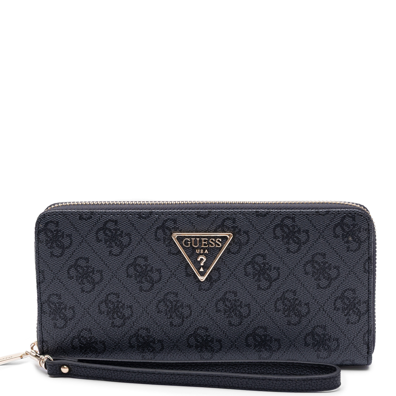 Guess Elegancki Zapinany Na Zamek Portfel Damski Z Paskiem Czarny SWSG7459146-BLACK