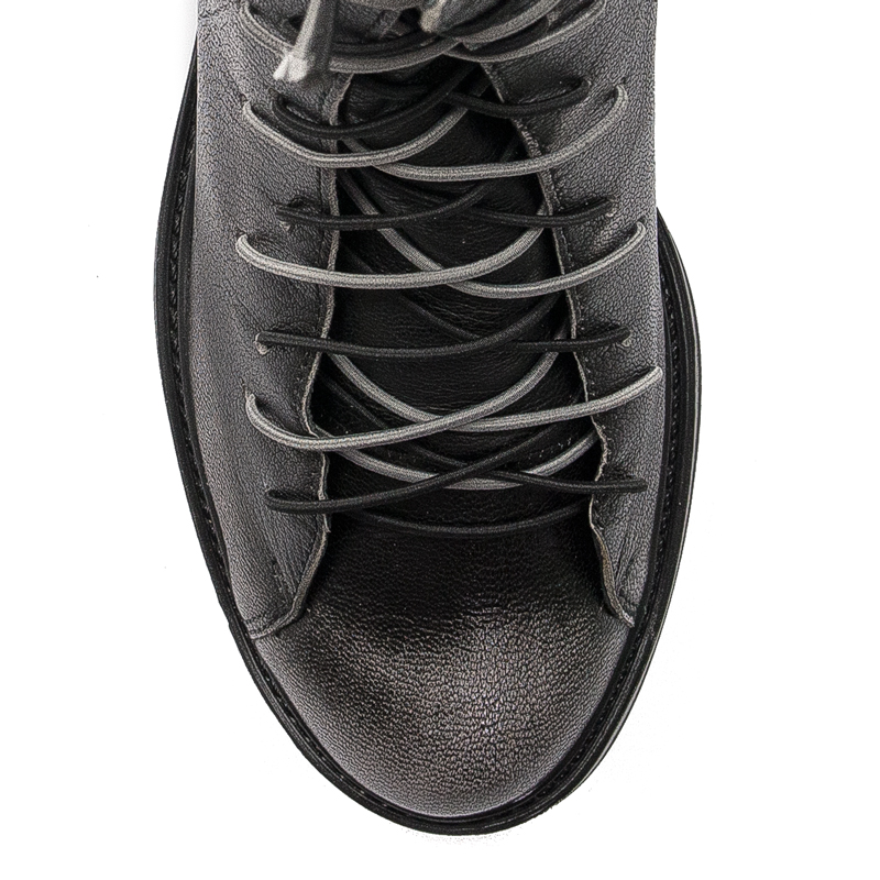 Maciejka Leather Lace-Up Ankle Boots Block Heel Black 3263S-01/00-3