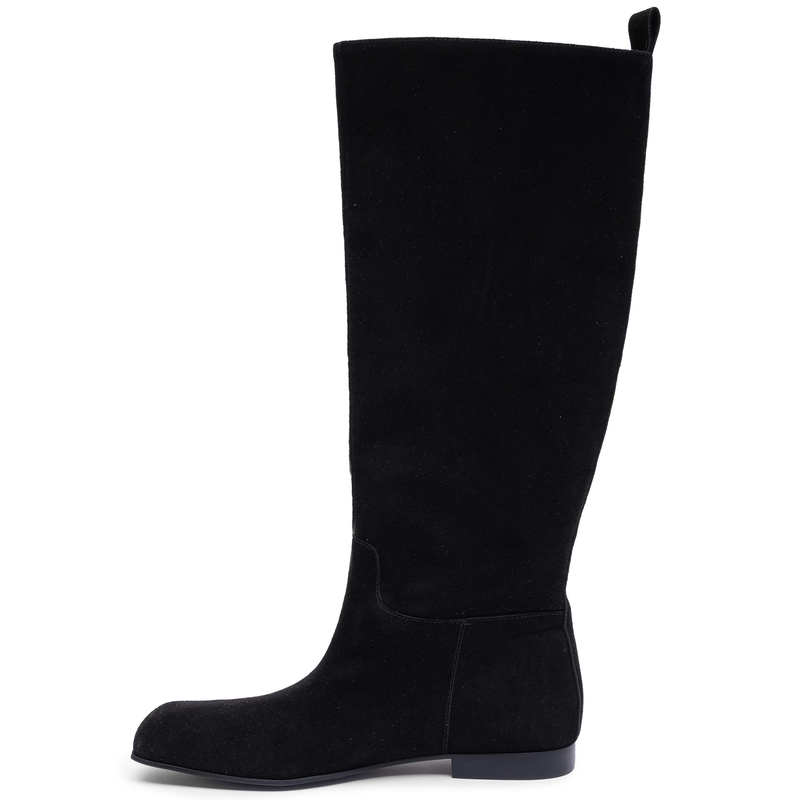 Maciejka Leather Knee-High Square-Toe Black Boots K7742-01/00-7