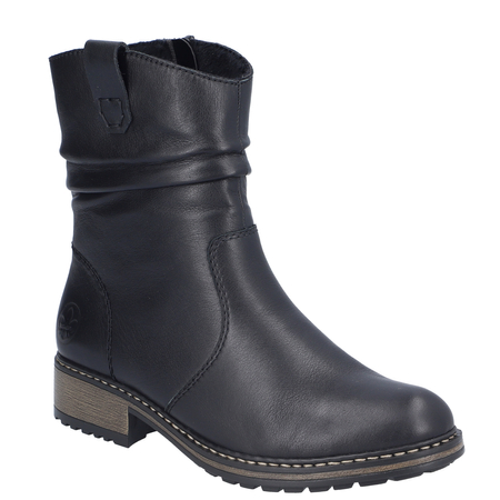 Rieker Wygodne Skórzane Botki Damskie Ocieplane Czarne Z6883-00-BLK