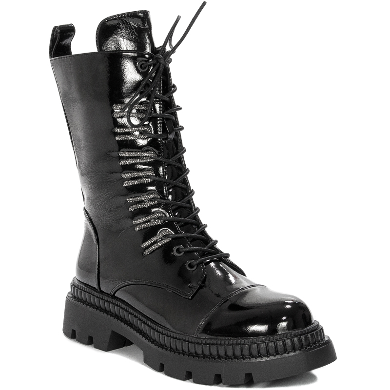 S.Barski Women's Ankle Boots Black Lacquered