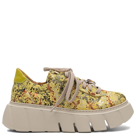 Maciejka Leather Platform Sneakers Patterned Green-Yellow 06891-07/00-8