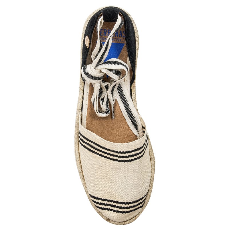 Verbenas 07 0128 0527 Erea Banda Marinera Serraje Negro+Crudo Espadrilles