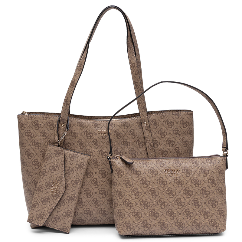Guess Abey Klasyczna Torba Damska Duża A4 Z Saszetką Beżowa HWLG9648240-BEIGE   