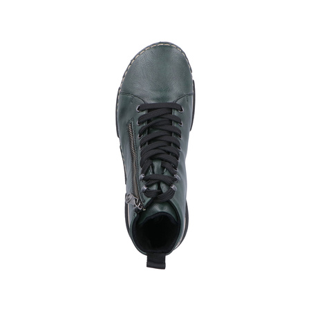 Rieker Ocieplane Trzewiki Damskie Sznurowane z Zamkiem Niebieskie 45920-54-BLUE