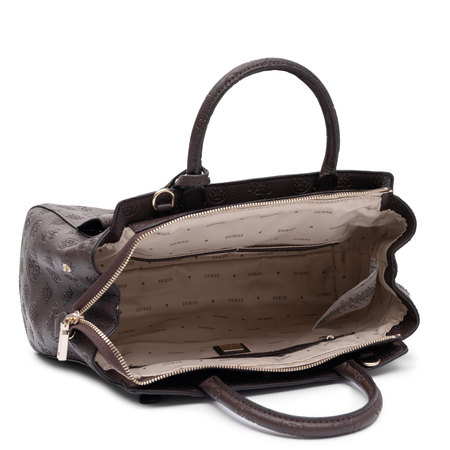 Guess Women's Classic Tote Handbag Embossed Chocolate Brown HWPD2222070-BROWN