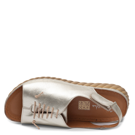 Maciejka Fashionable Leather Wedge Sandals Metallic Gold L7635-25/00-1  HTML