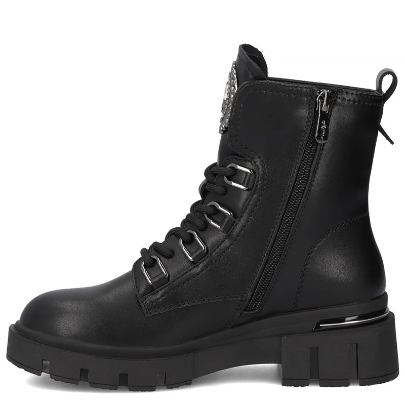 Filippo Women’s Leather Platform Combat Boots Warm Lining Black DBT652125BK