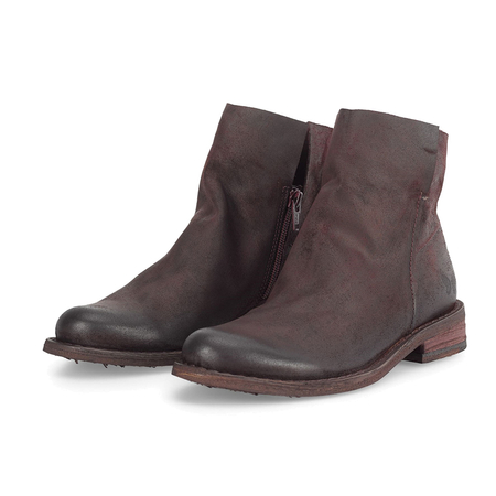 Felmini Women's Leather Burgundy Ankle Boots
