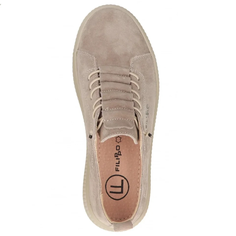Filippo Skórzane Sneakersy Na Platformie Beżowe DP8343-26-BE