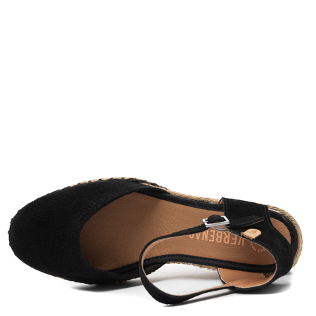 Verbenas Malena Espadryle na Koturnie Skórzane Czarne MALENA-SERTAN-NEG