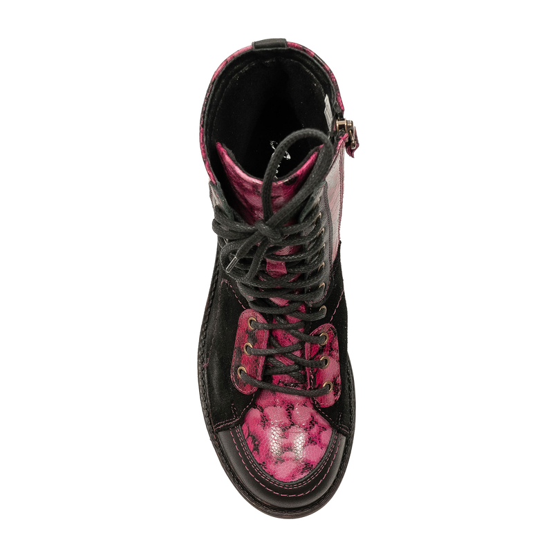 Maciejka Women's Leather Boots Black and Pink