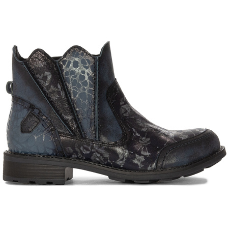 Maciejka Floral Leather Ankle Boots Flat Heel Navy 07006-06/00-8