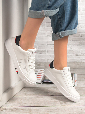 Tommy Hilfiger Damskie Sneakersy Białe Niebieskie 
